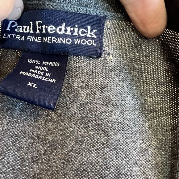 Paul Fredrick Cardigan Gray 100% Merino Wool Men’s XL - Picture 6 of 8